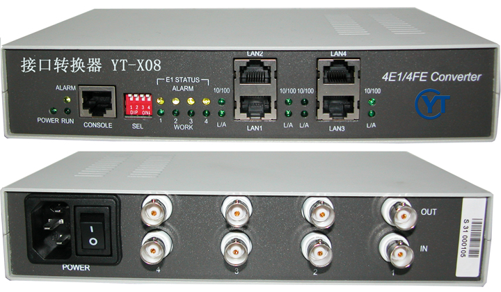 4×E1/以太网 协议转换器YT-X08 